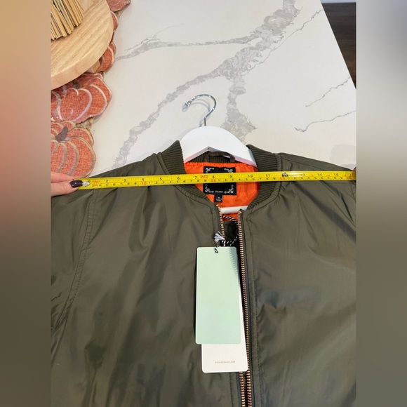 Iris Khaki Bomber Jacket with Orange Lining Medium - Picture 7 of 8